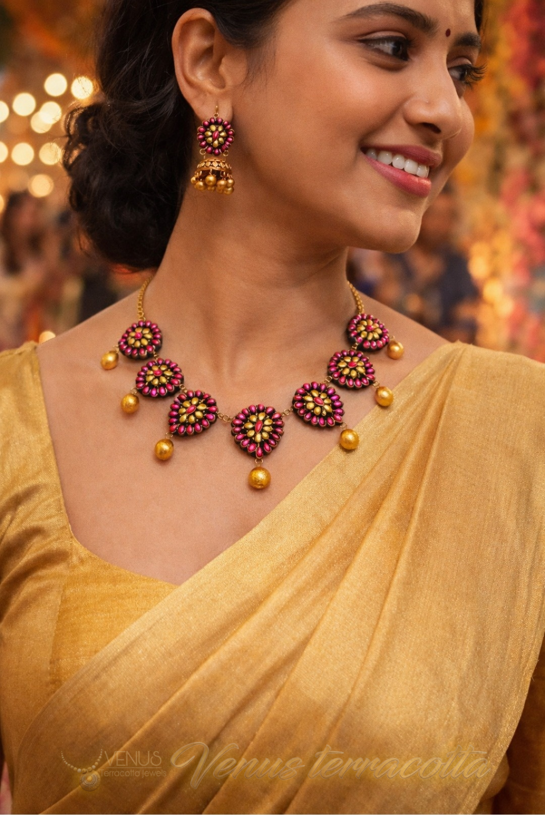 Simple and classic Choker set in pearl Pink shade - Image 4
